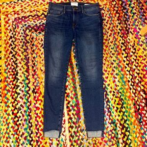 Awesome Frame Le High Skinny Raw Hem Denim Jeans - Dark Wash Stretch